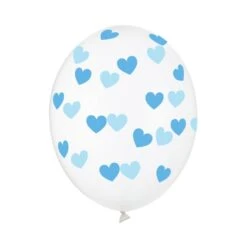 6 Ballons De Baudruche Transparents Coeur Bleu