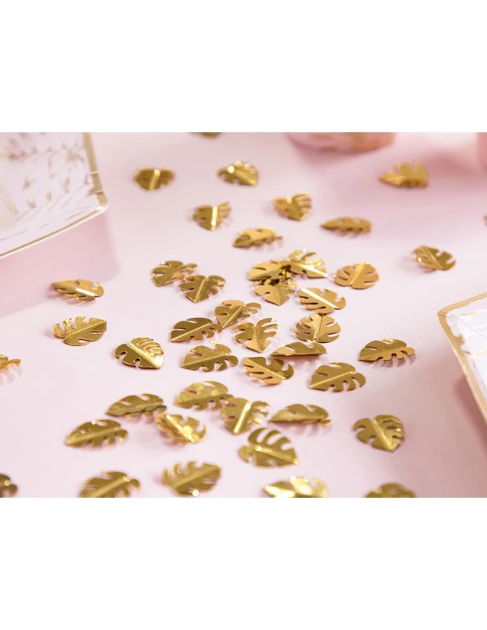 Confettis Dorés Feuilles Tropicales 1 Confettis Dorés Feuilles Tropicales